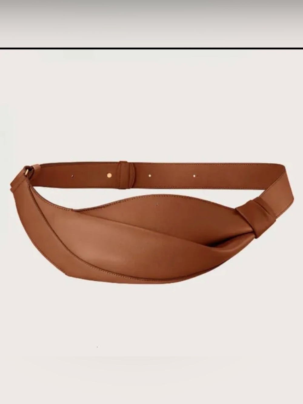 Curved Leather Belt Bag in Warm Cognac - Picture 2 of 11